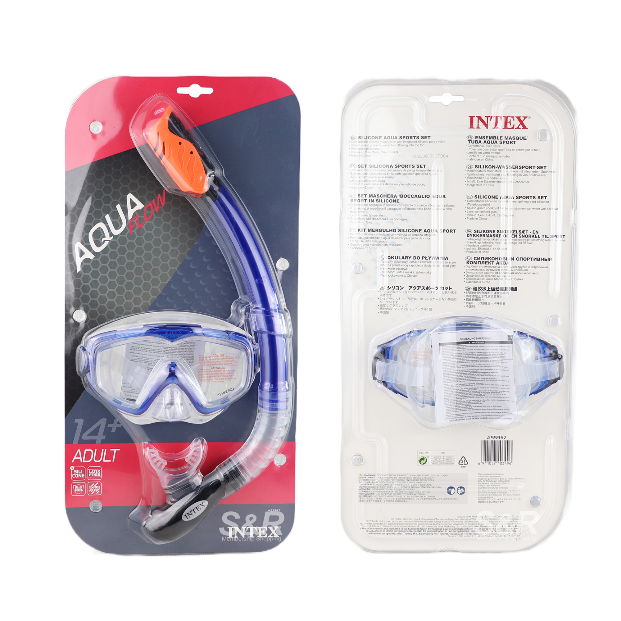 Intex Silicone AquaFlow Adult Swim Mask And Snorkel Set 2pcs