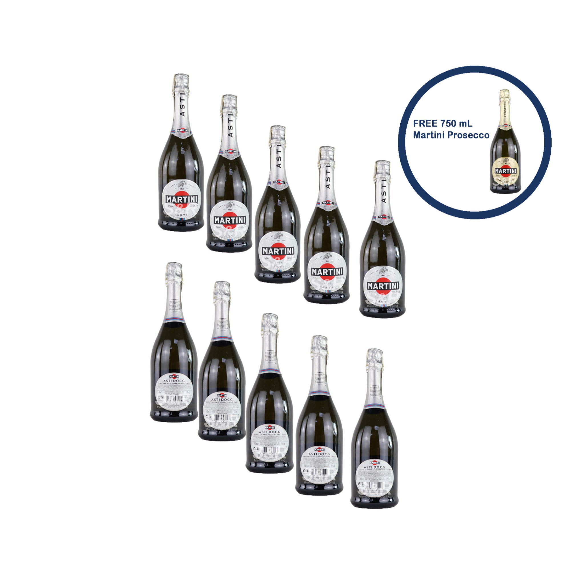 Martini Asti Spumante Sparkling Wine Value Pack (750mL x 5pcs)