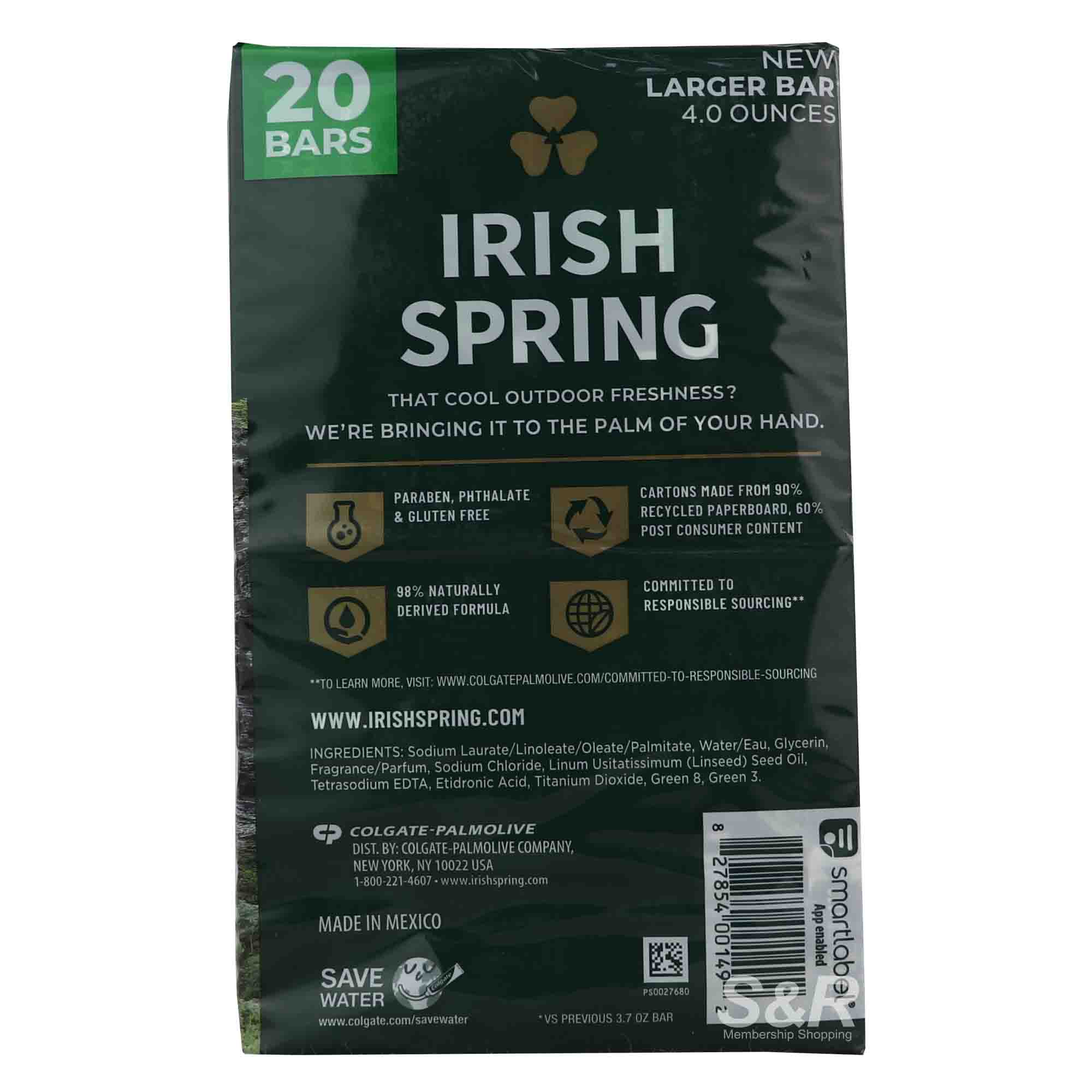Irish Spring Original Clean Deodorant Bar Soap (113g x 20pcs)