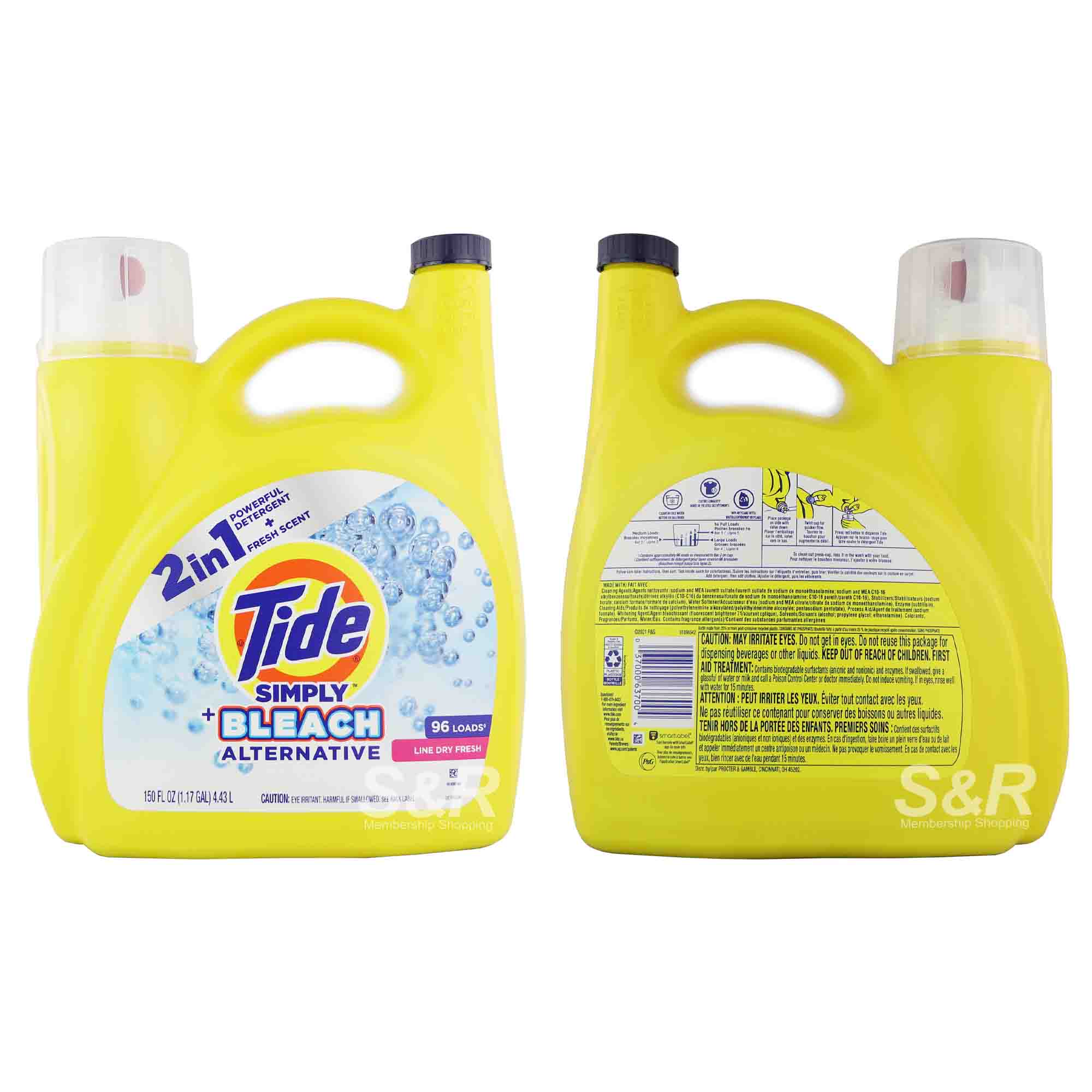 Tide Simply Plus Bleach Alternative Liquid Laundry Detergent 4.43L