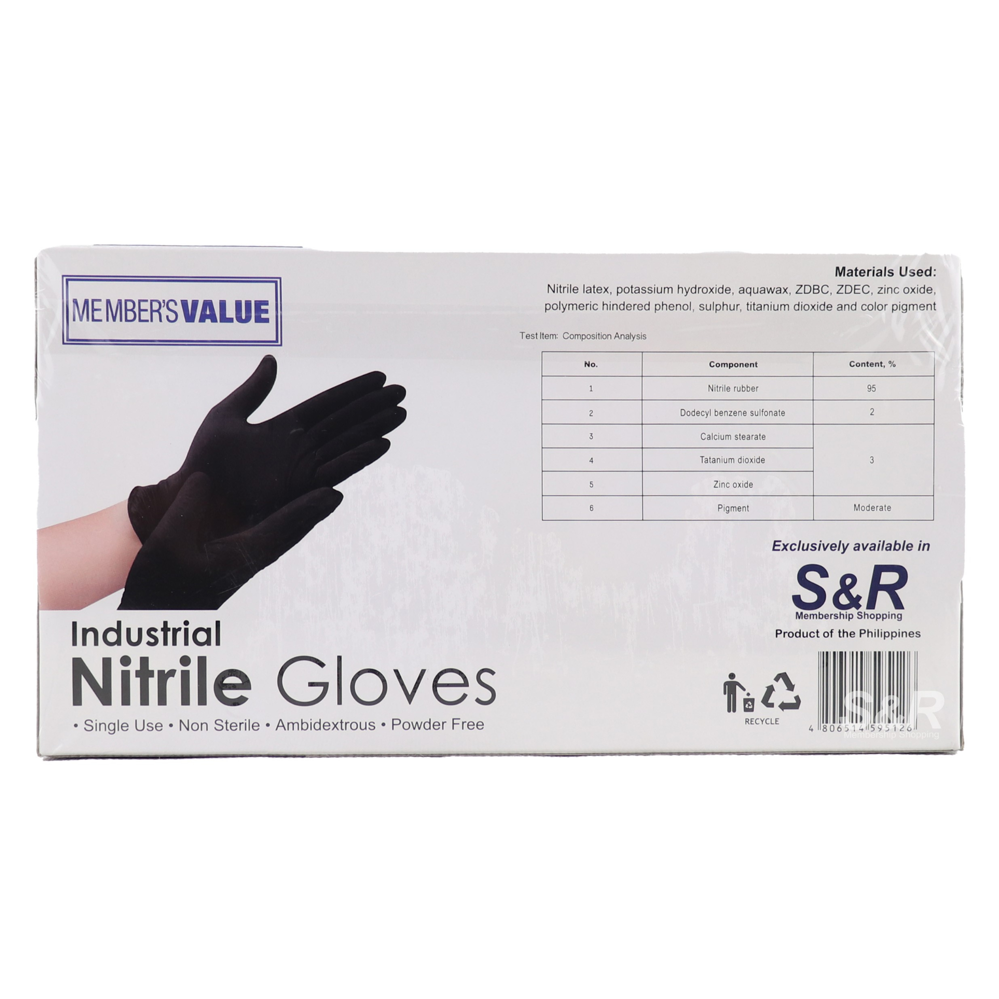 Member's Value Large Industrial Disposable Nitrile Gloves 100pcs