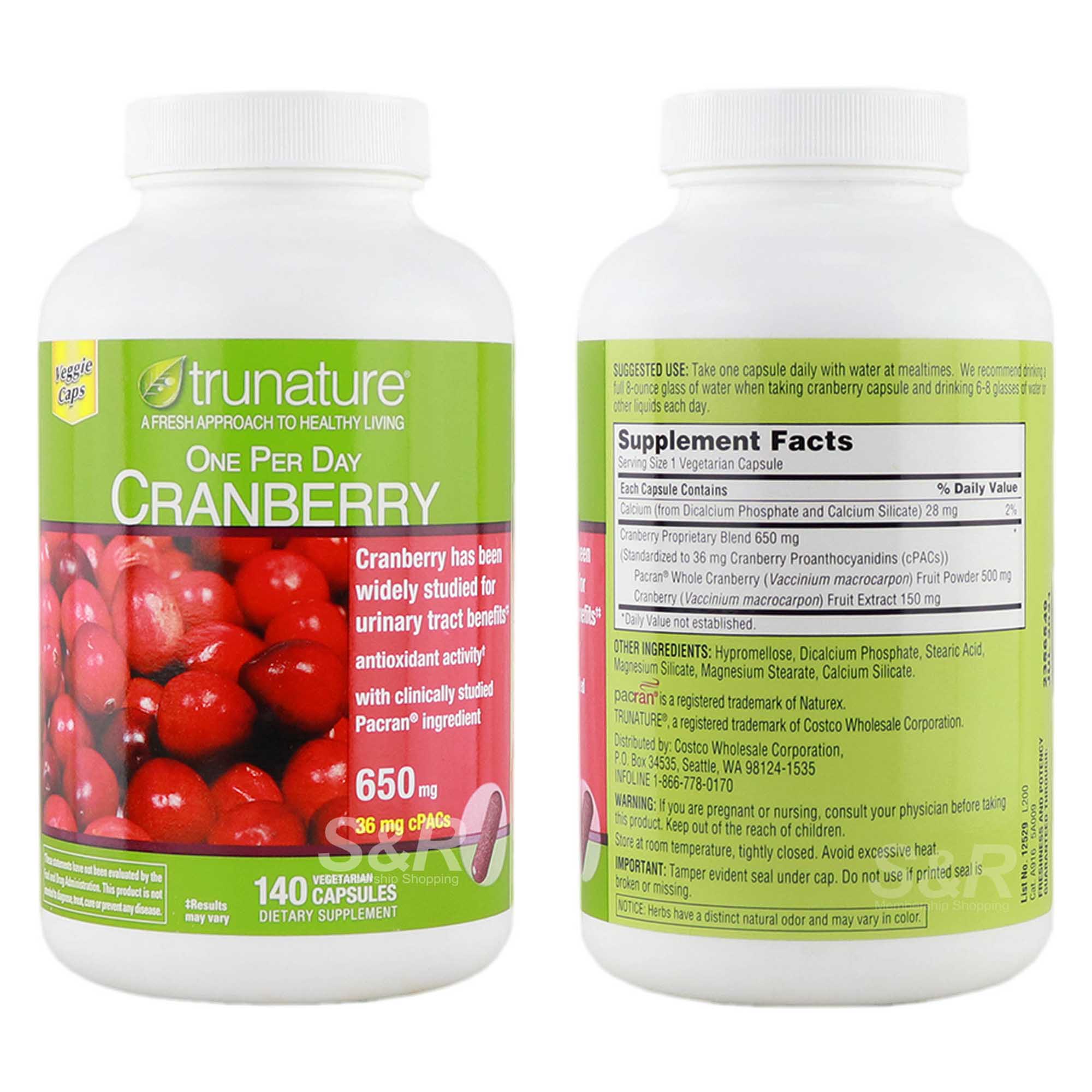 Trunature One Per Day Cranberry Dietary Supplement 140pcs