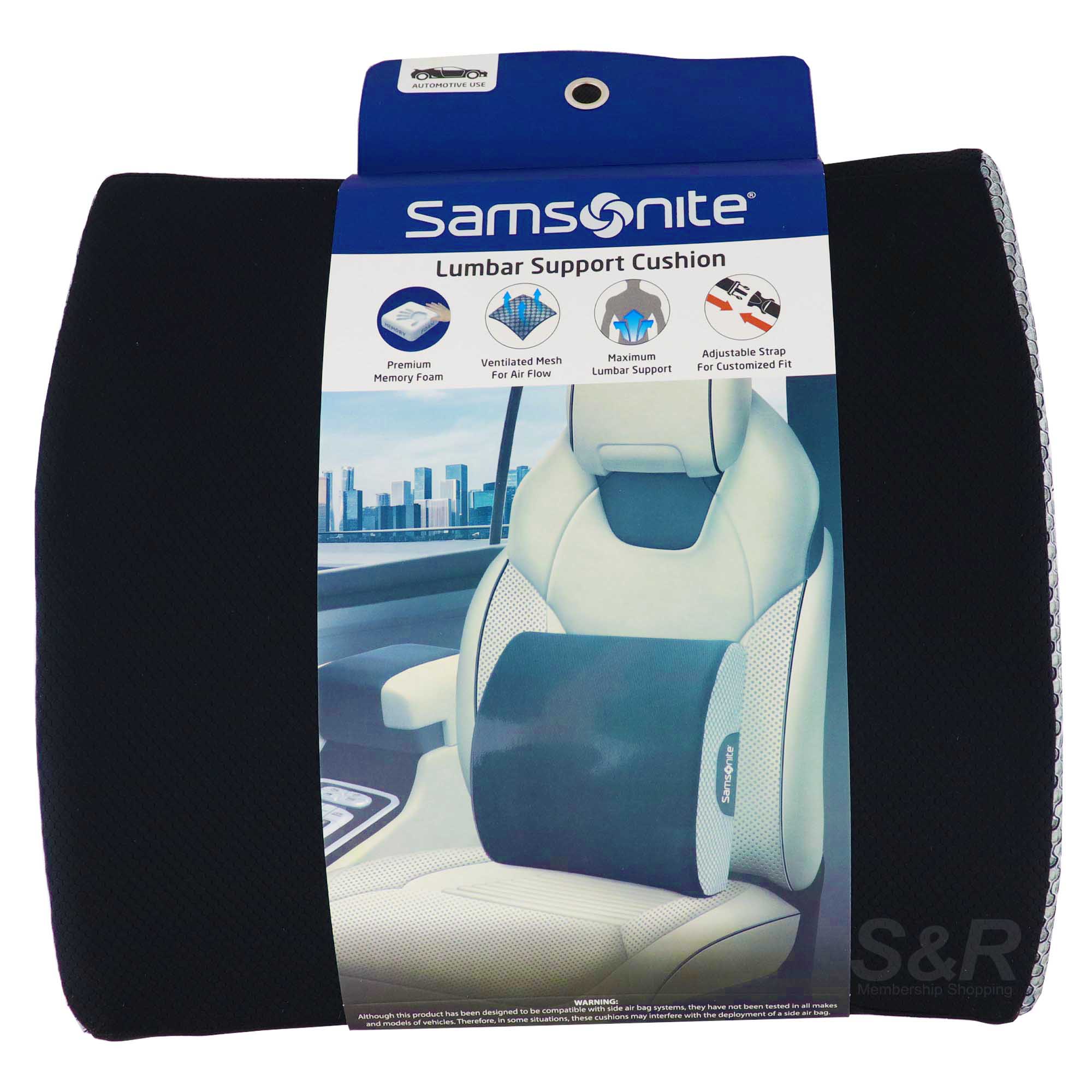 SAMSONITE, Premium Plush Lumbar Support Pillow for Chair - Elevates Lower  Back Comfort Zone - 100% Pure Memory Foam - Perfect for Car or Office -  Fits