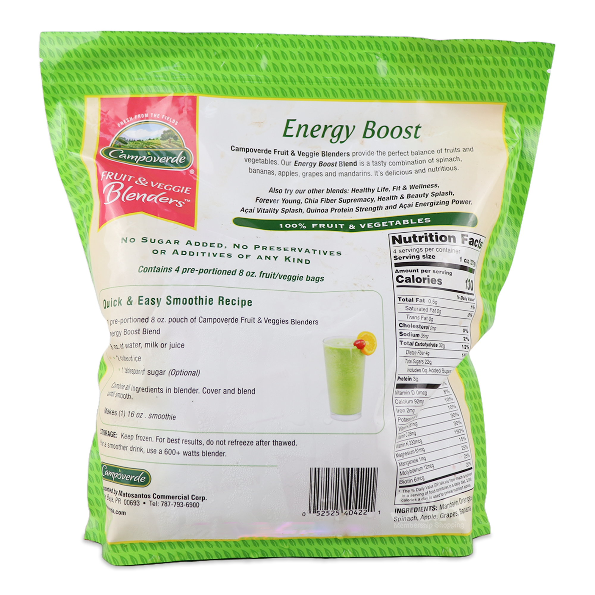 Campoverde PreCut Fruits and Vegetables Energy Boost 907g