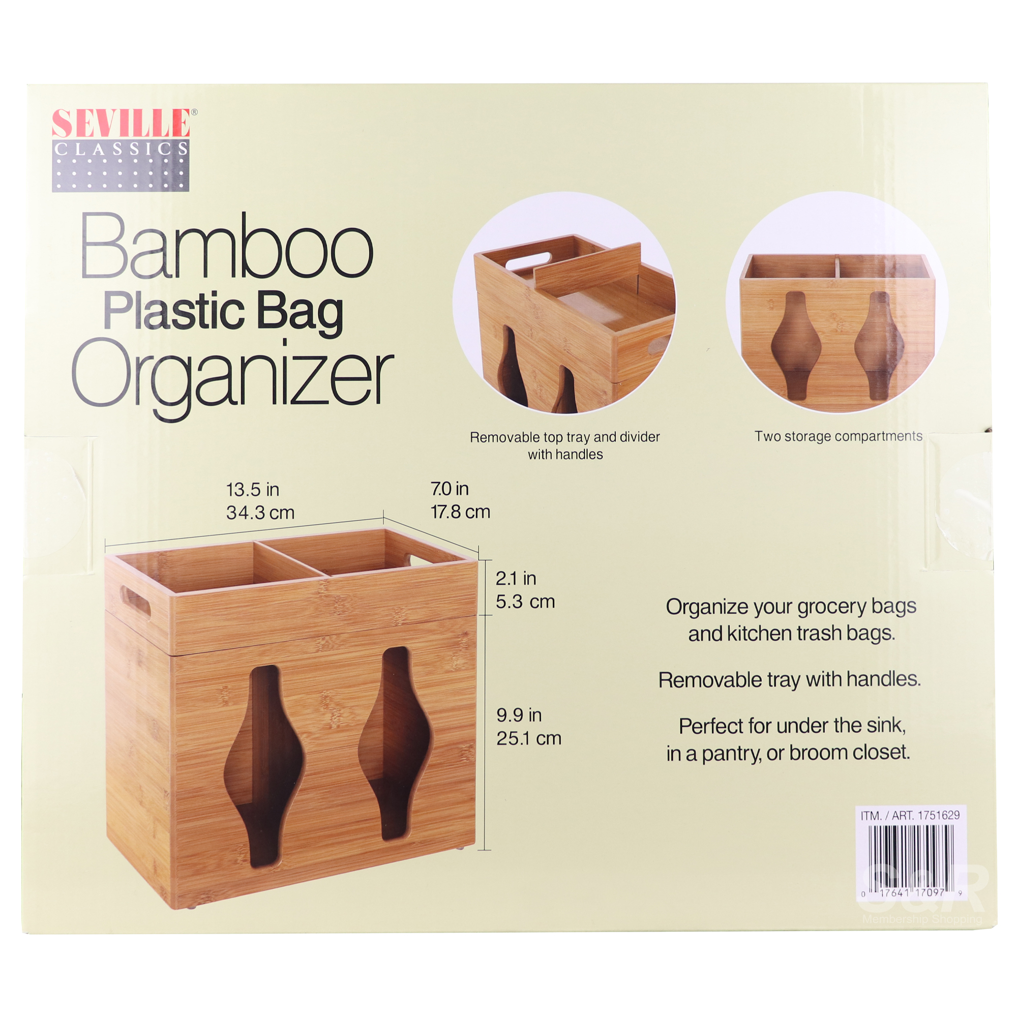 Seville Classics Bamboo Plastic Bag Organizer