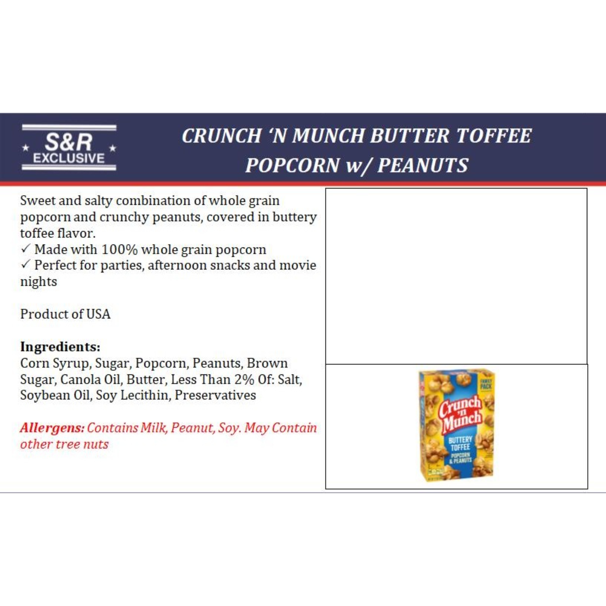 Crunch 'N Munch Buttery Toffee Popcorn with Peanuts 240g