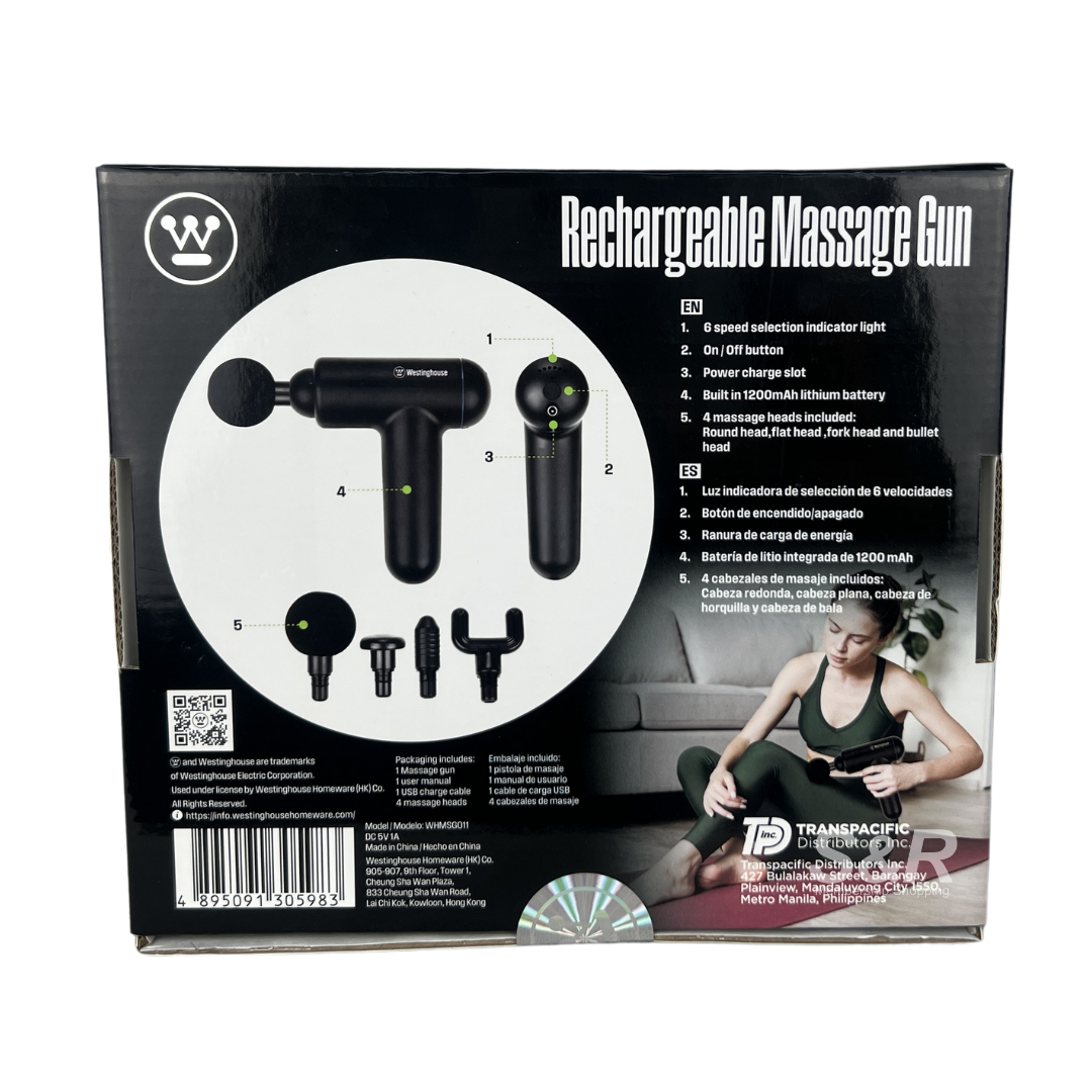 Westinghouse Rechargeable Massage Gun with 4 Massage Heads Westinghouse Rechargeable Massage Gun with 4 Massage Heads